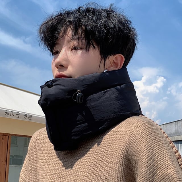 【予約販売】 ネックウォーマー マフラー メンズ ストリート アウトドア カジュアル 防寒 ブラック 黒 ダンス ヒップホップ こなれ感 お洒落 韓国 トレンド スキー スノボ