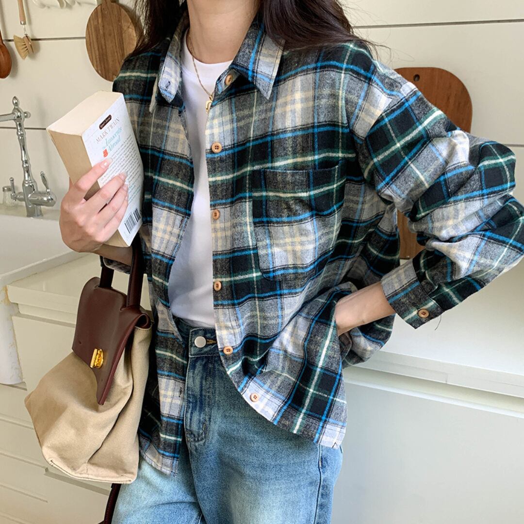 avenue cotton raised plaid shirt