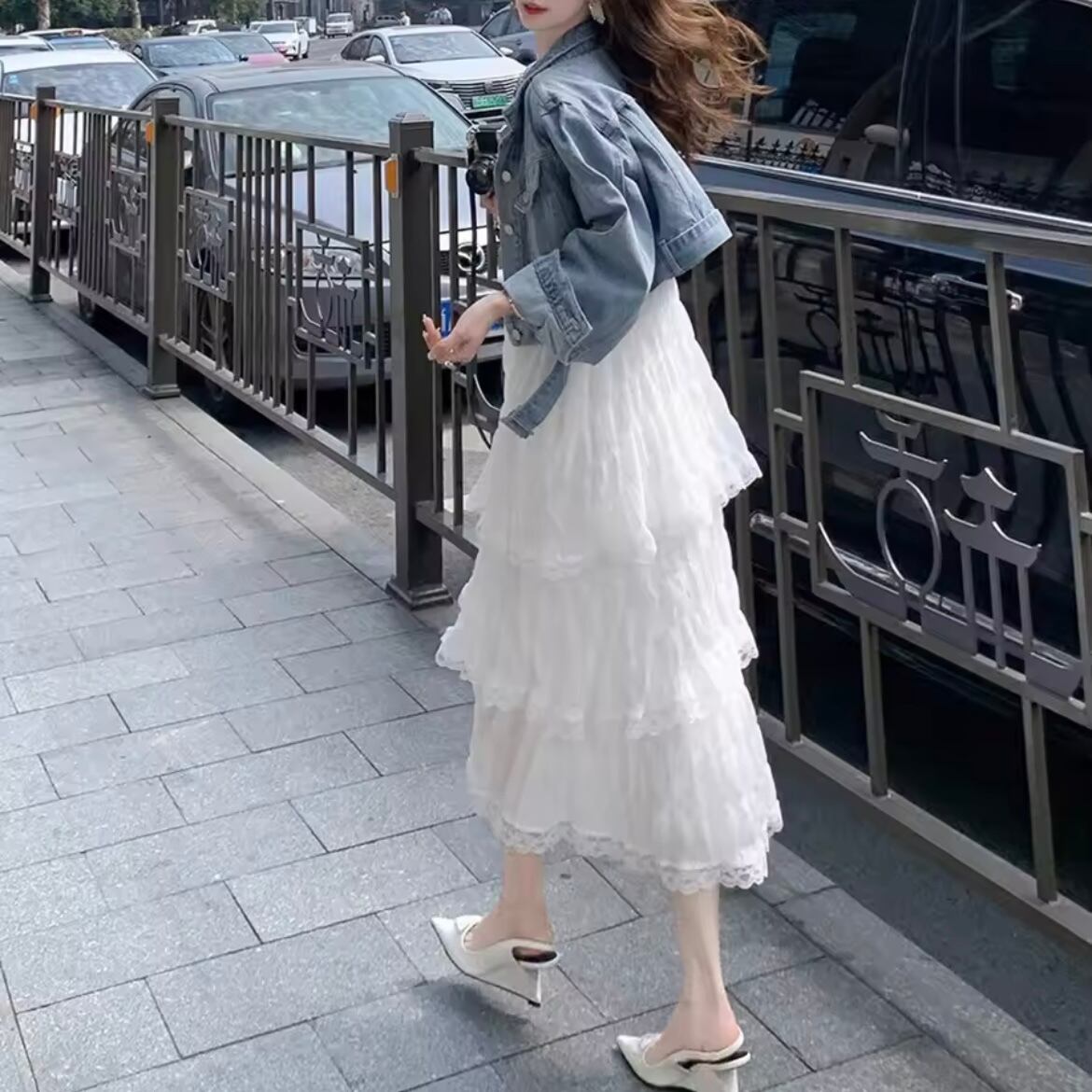 レースティアードキャミソールワンピース