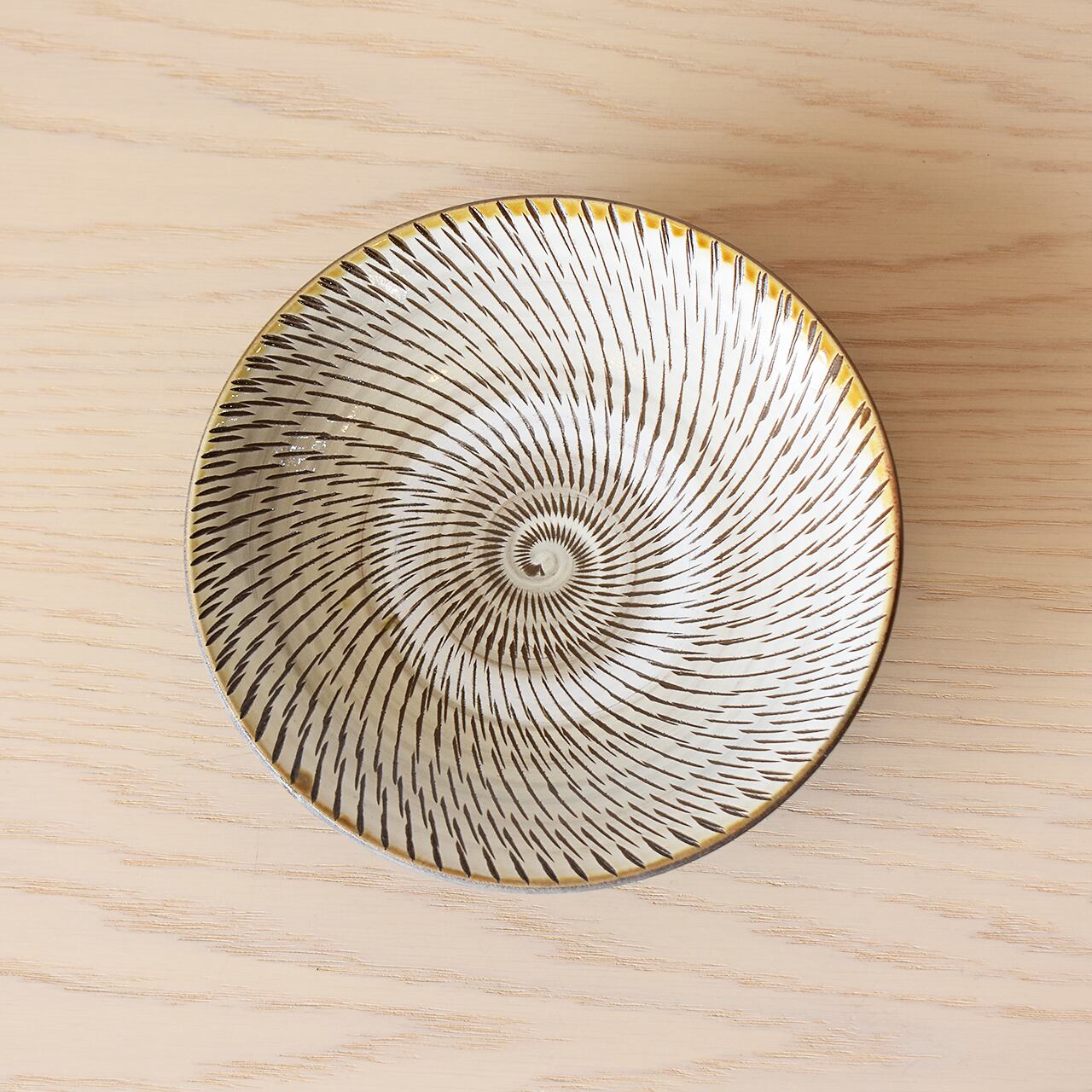 小鹿田焼 坂本浩二窯 刷毛目抜き飛び鉋尺一寸皿/大皿