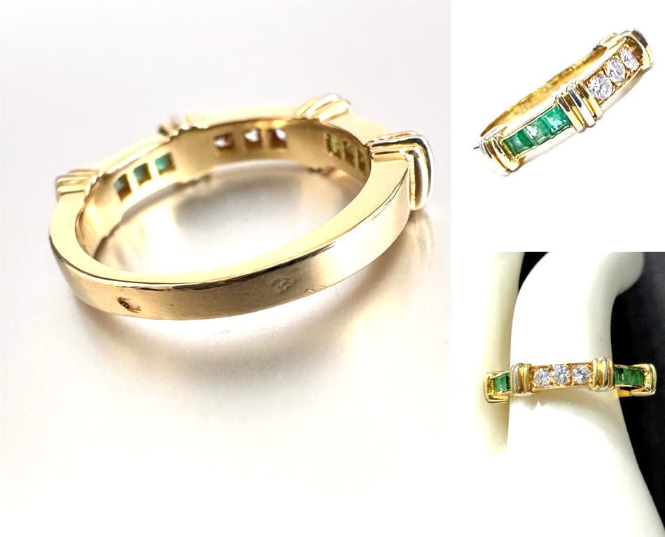 レア　美品　カルティエ　コンテッサ エメラルド　ダイヤ リング　K18　指輪 レア 美品 カルティエ コンテッサ エメラルド ダイヤ リング K18