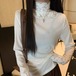 2色／切替レースハイネックトップス ・73757
