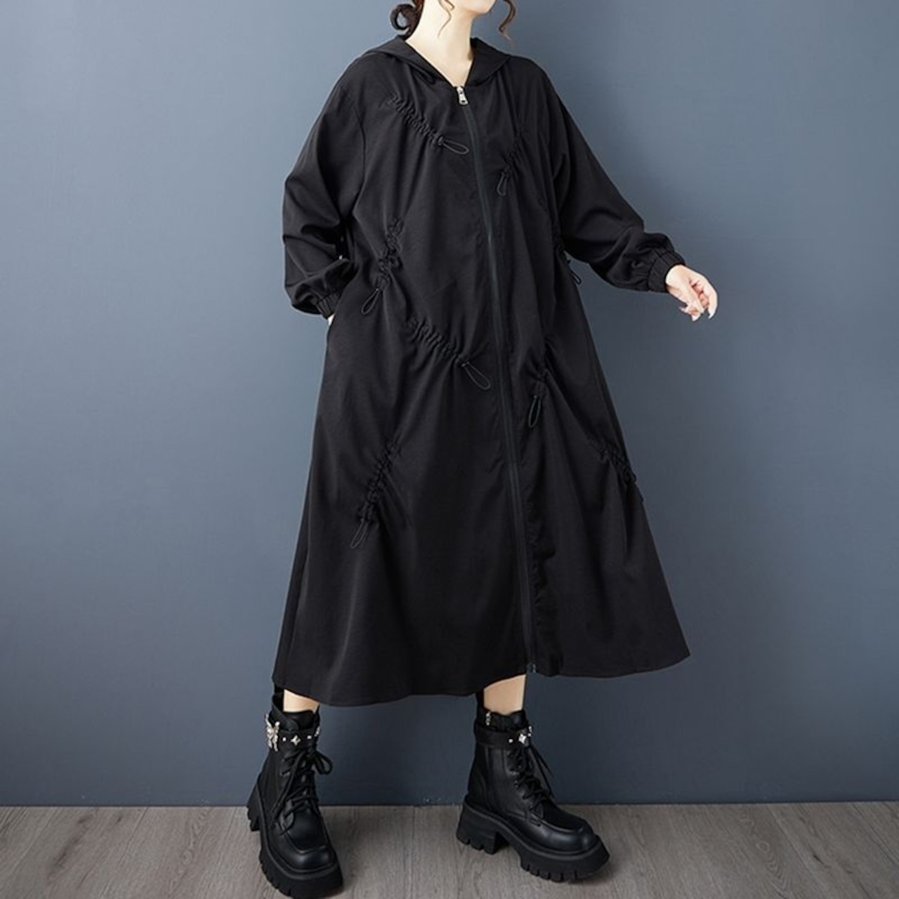 ドローストリングデザイン ジップアップコート 60009