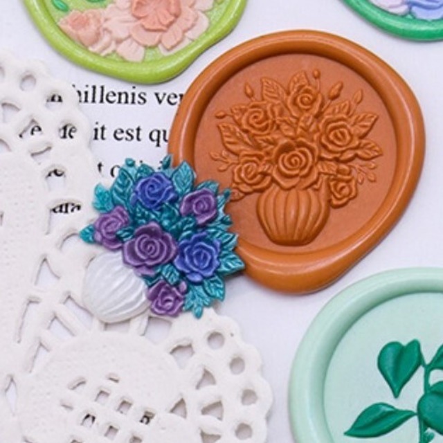010-20323　シーリングスタンプ　　Rose bouquet in the vase