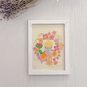 【peekaBOOwork】原画「花リースねこ」※額装付き
