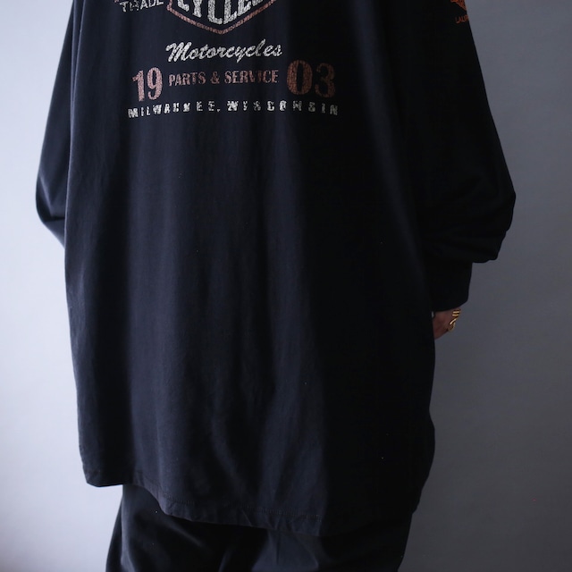 "HARLEY-DAVIDSON" 刺繍 logo XXXL super over silhouette l/s tee