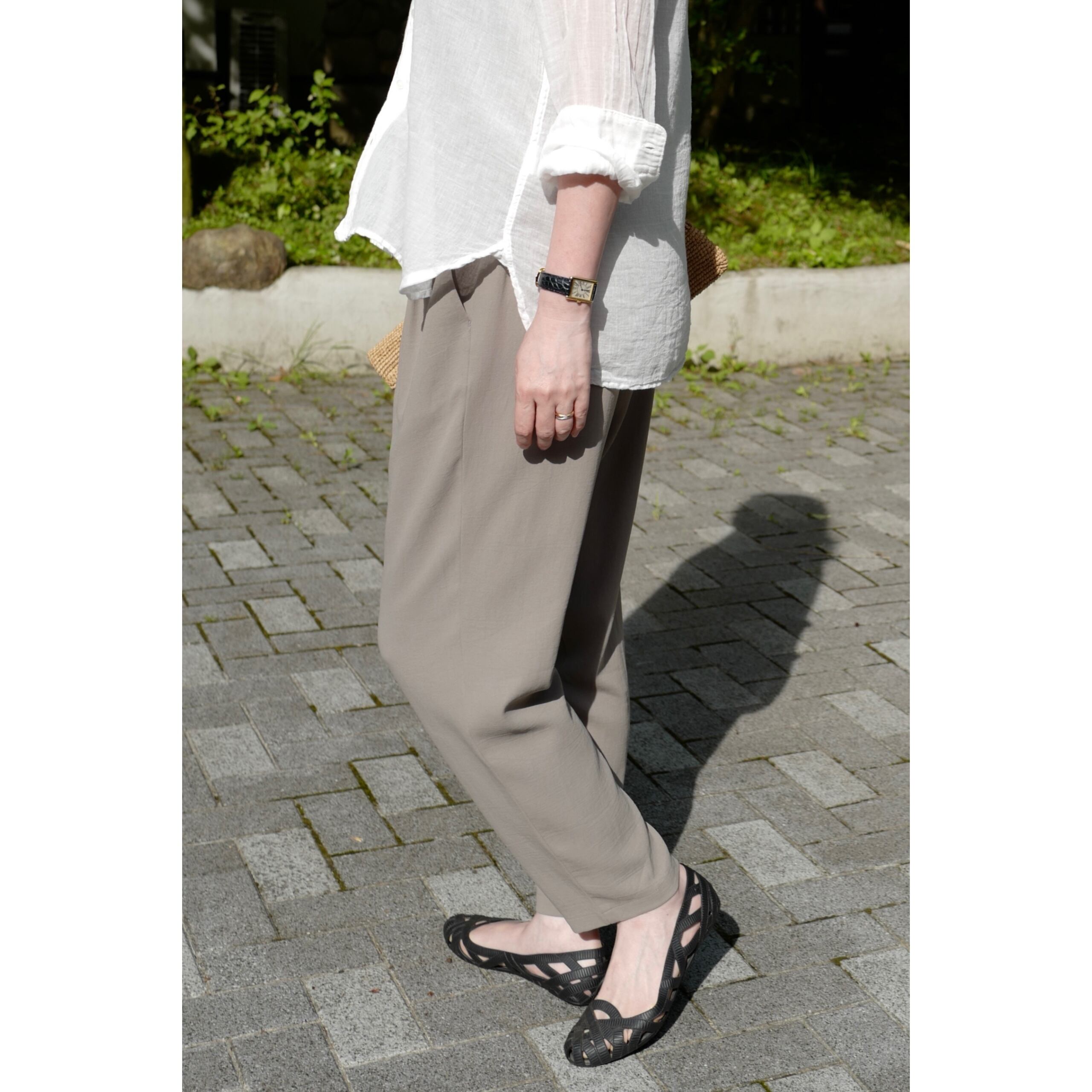 evam eva ｜cotton tuck pants (gray, black) | robin ASO