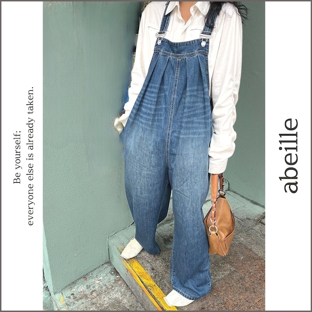 tuck denim overalls 12159