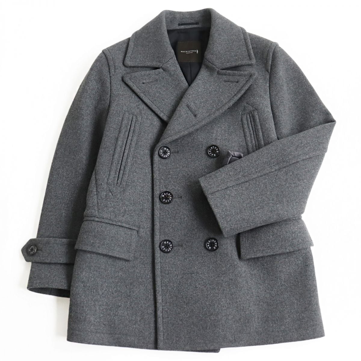 MARGARET HOWELL ダブルブレストピーコート グレー グレー ダブルブレスト ピーコート 未使用品○マッキントッシュ