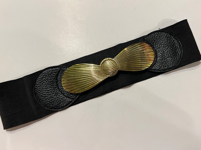 80s  black × gold belt