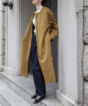 パイピングシャギーロングコート【a-50383】.