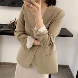 【送料無料】ノーカラージャケット アウター 羽織 長袖 ゆったり 無地 シンプル 大人可愛い カジュアル きれいめ フェミニン 上品 ベーシック お出かけ デート 普段使い デイリー 着回し 通勤 OT-279IU