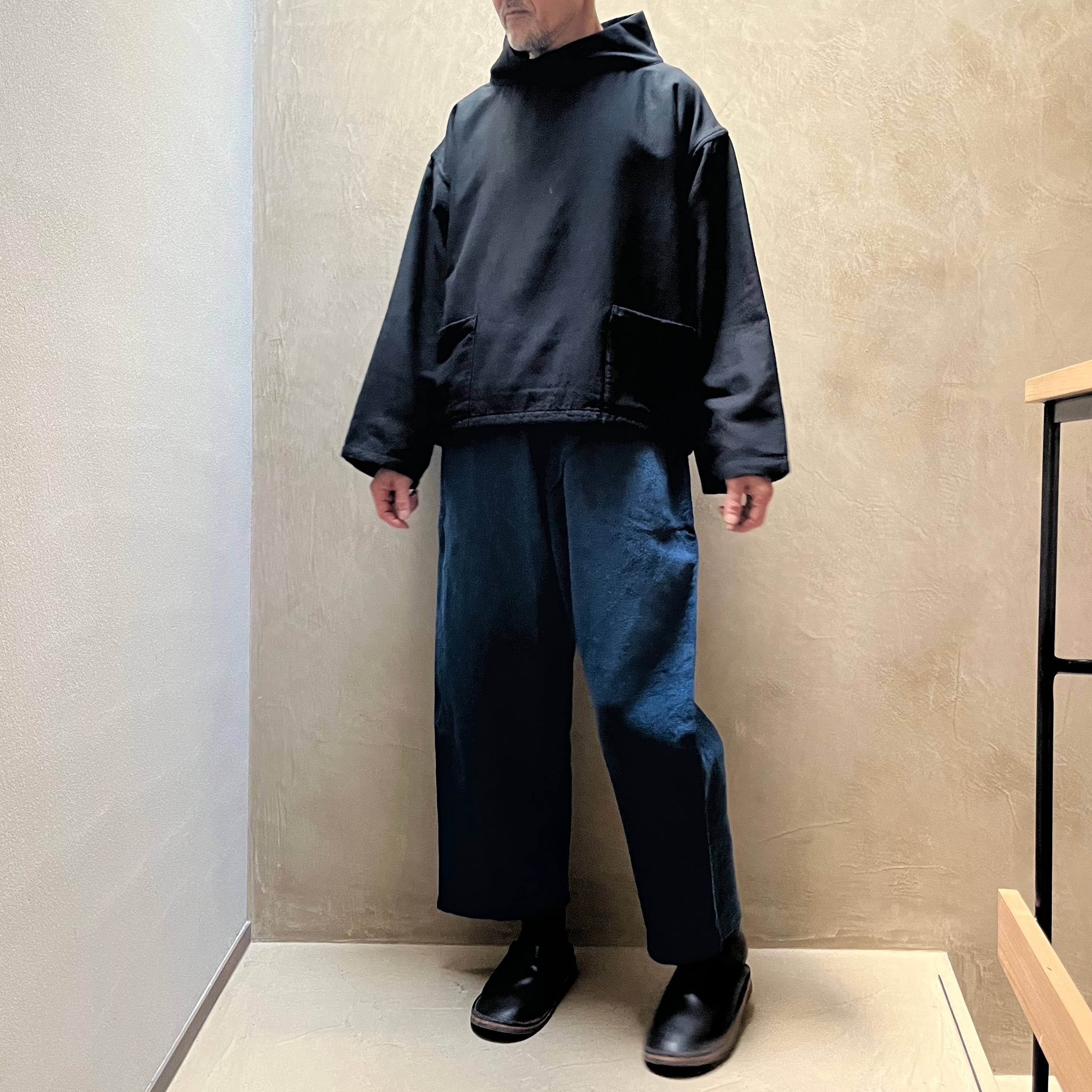 MITTAN SH-111 毛綿三重織プルオーバー 黒がさね | Routes*Roots
