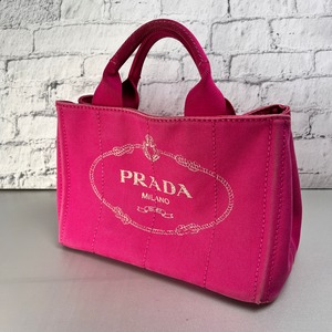PRADA プラダ カナパ 三角ロゴ キャンバス トートバッグ ピンク A-12713