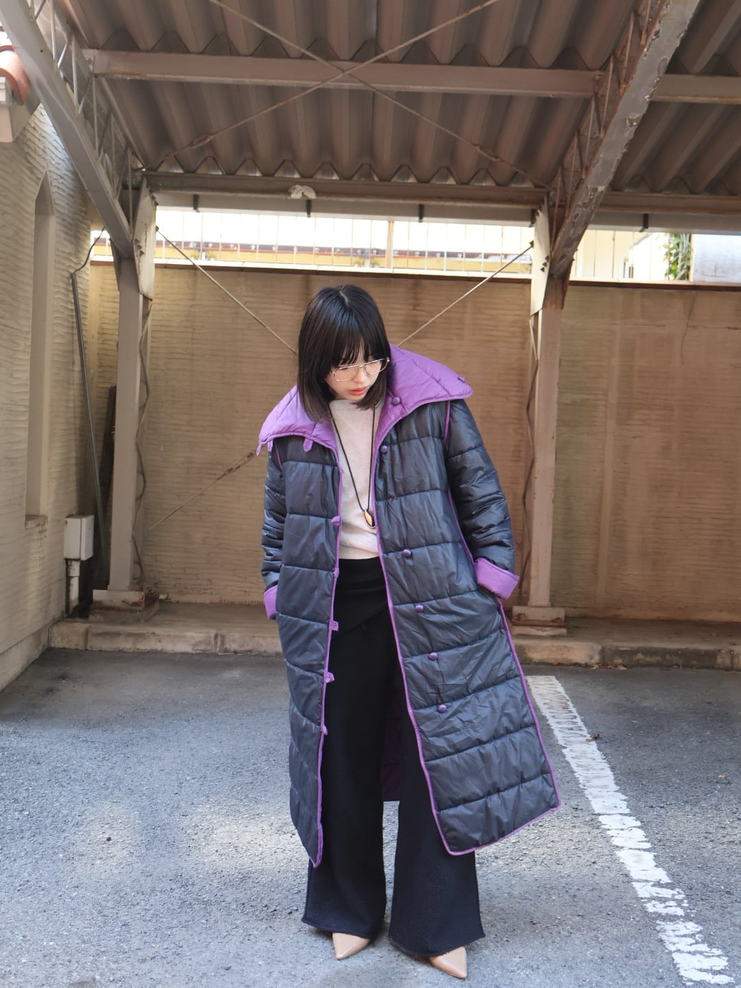 reversible padding long coat【1317】