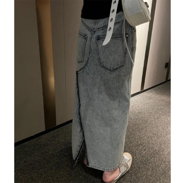 long slit denim skirt　10489