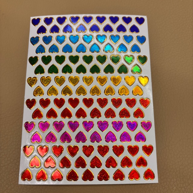 92　カラフルミニハート　レトロキラキラシール　VCS01
