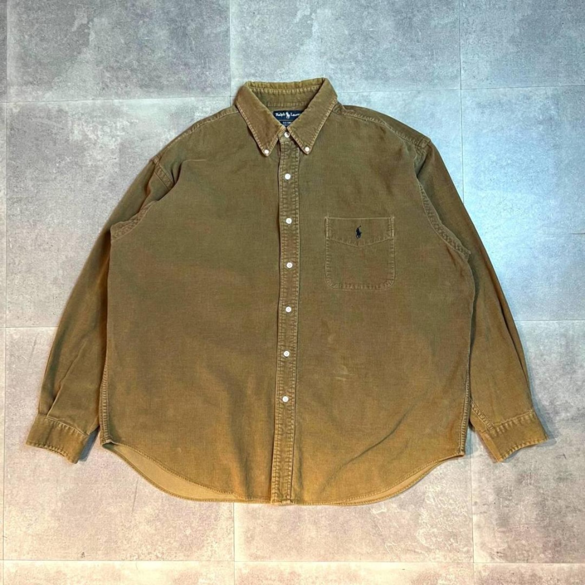 90s ポロ ラルフローレン コーデュロイ 長袖シャツ XL ブラウン ビッグシャツ BIG SHIRT ボタンダウンシャツ POLO ...