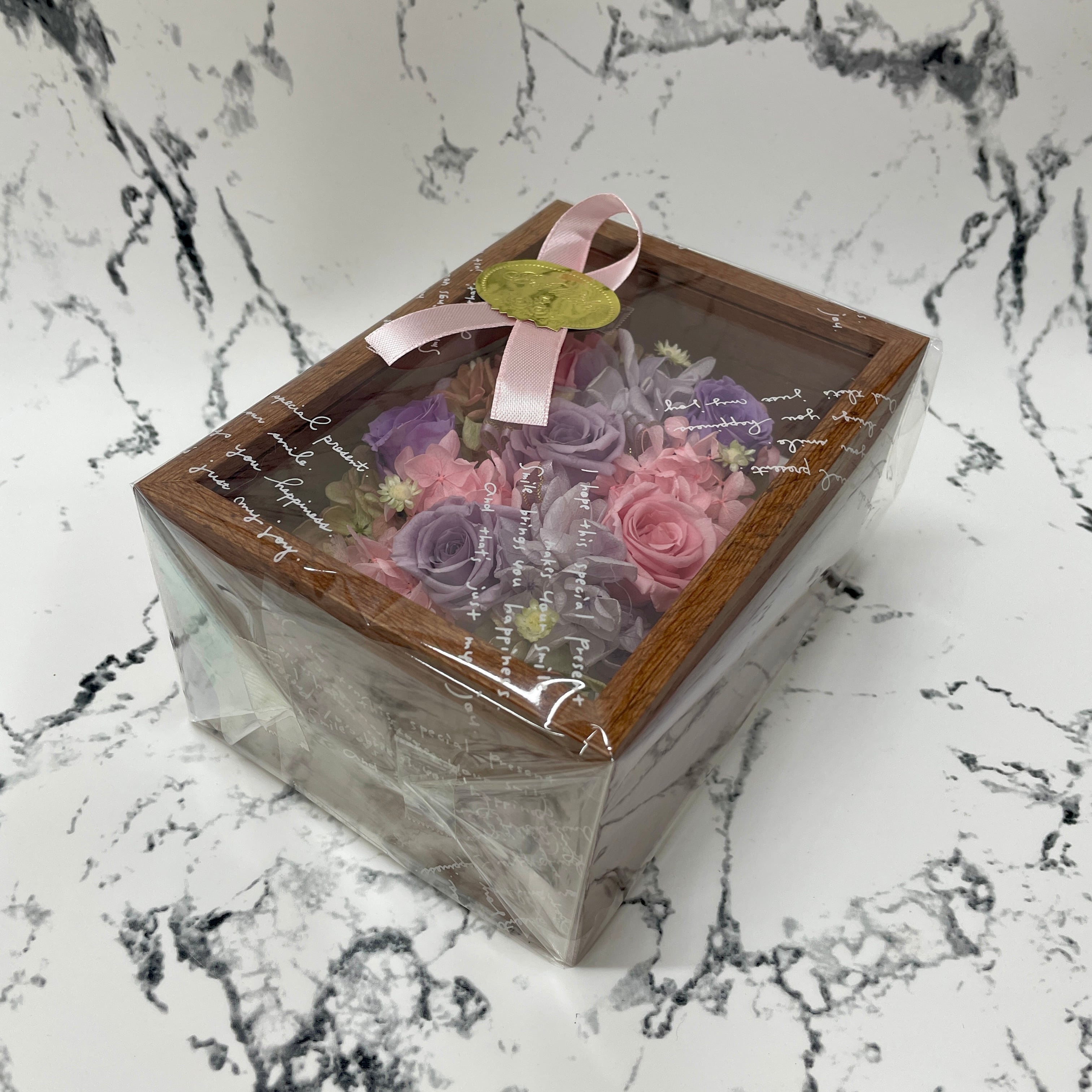 木製BOXアレンジ】プリザーブドフラワー/パープルピンク系 | さくらかん