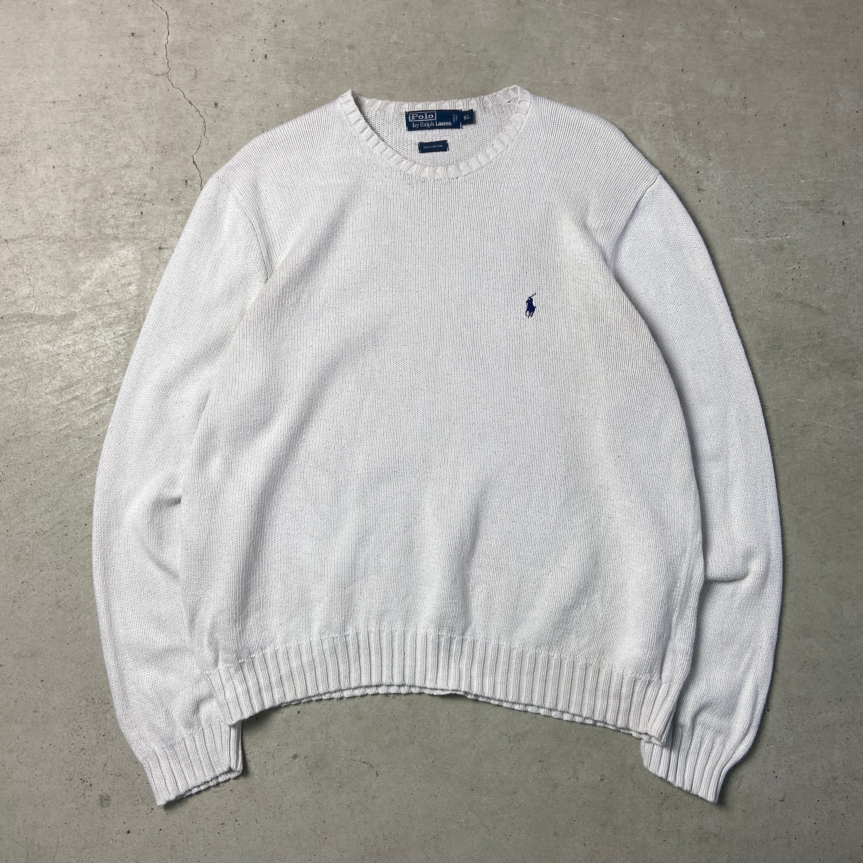 【90s 】ポロ ラルフローレン ニット 刺繍 セーター カーキ XL