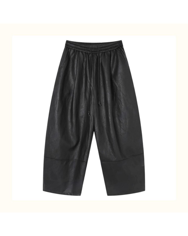ハイウエストフェイクレザーワイドパンツ  2color A0591