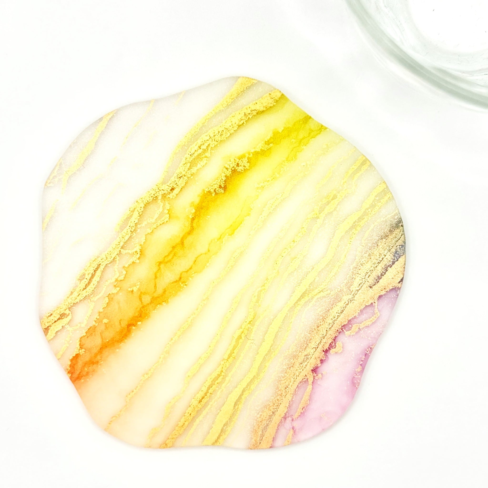 マット♦︎コースター [ ゆる ]  -  Yellow,Orange,Pink,White pearl