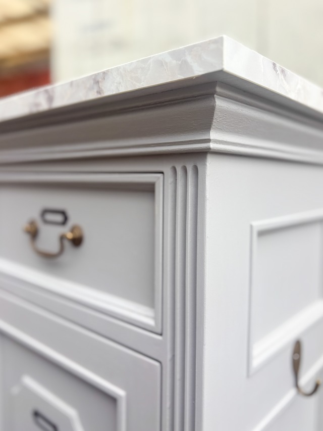 両面化粧間仕切り兼収納キャビネット (大理石天板・アンティーク調家具)W900 輸入住宅向け家具