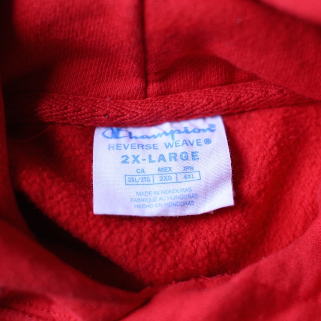 "Champion" red color silhouette reverse wave sweat parka