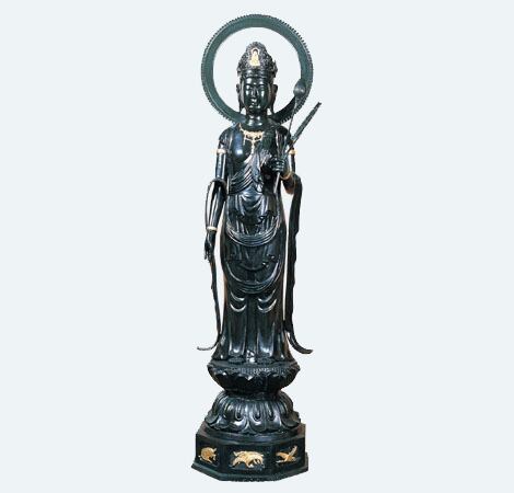 聖観音 円光背付 80号 青銅色 般若純一郎作