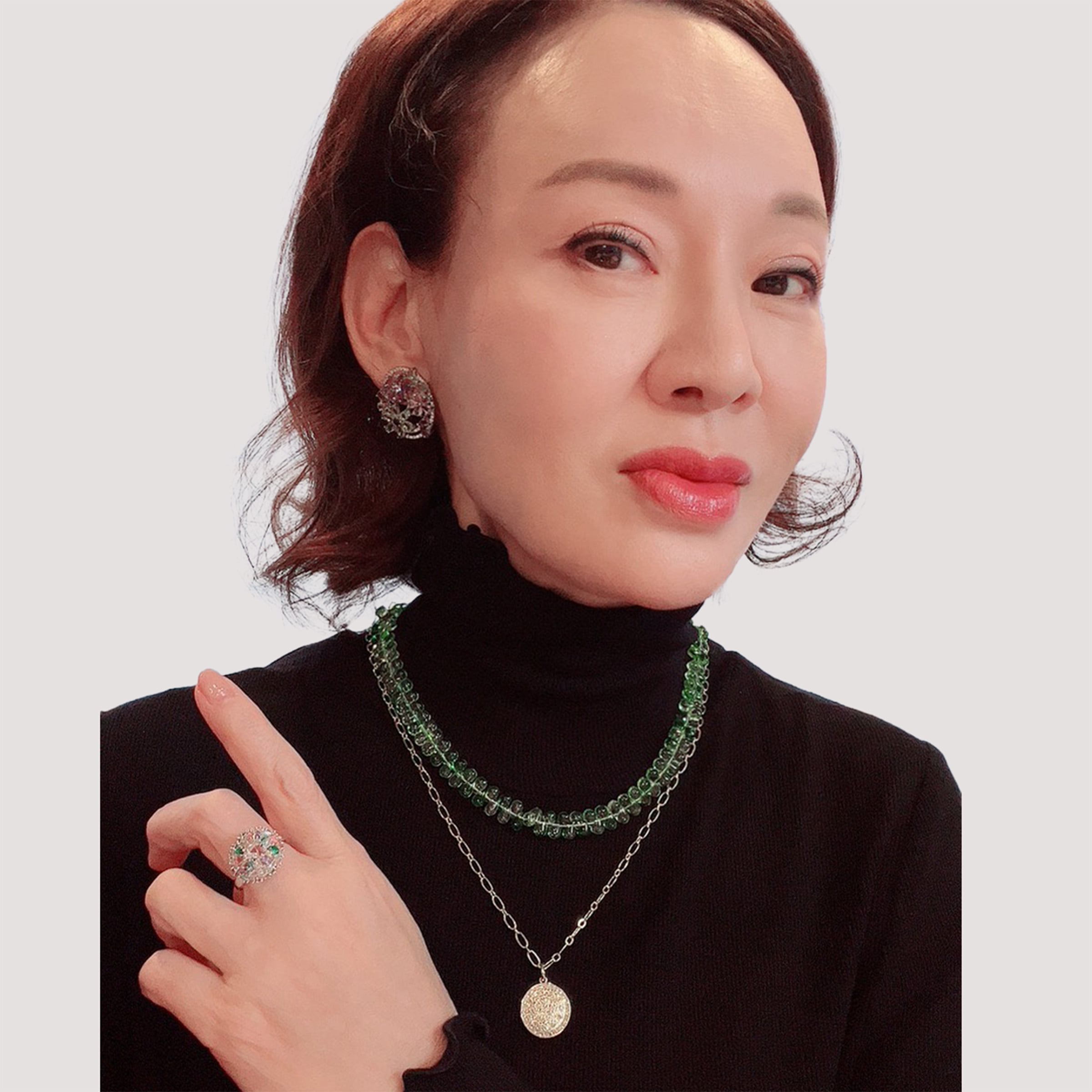 751281 JinkaNezu フローラル ジェム イヤリング/ピアス | JinkaNezu