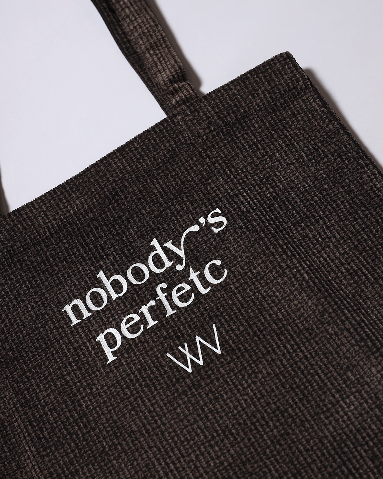 WV Original / nobody’s perfetc Tote Bag - Brown Corduroy