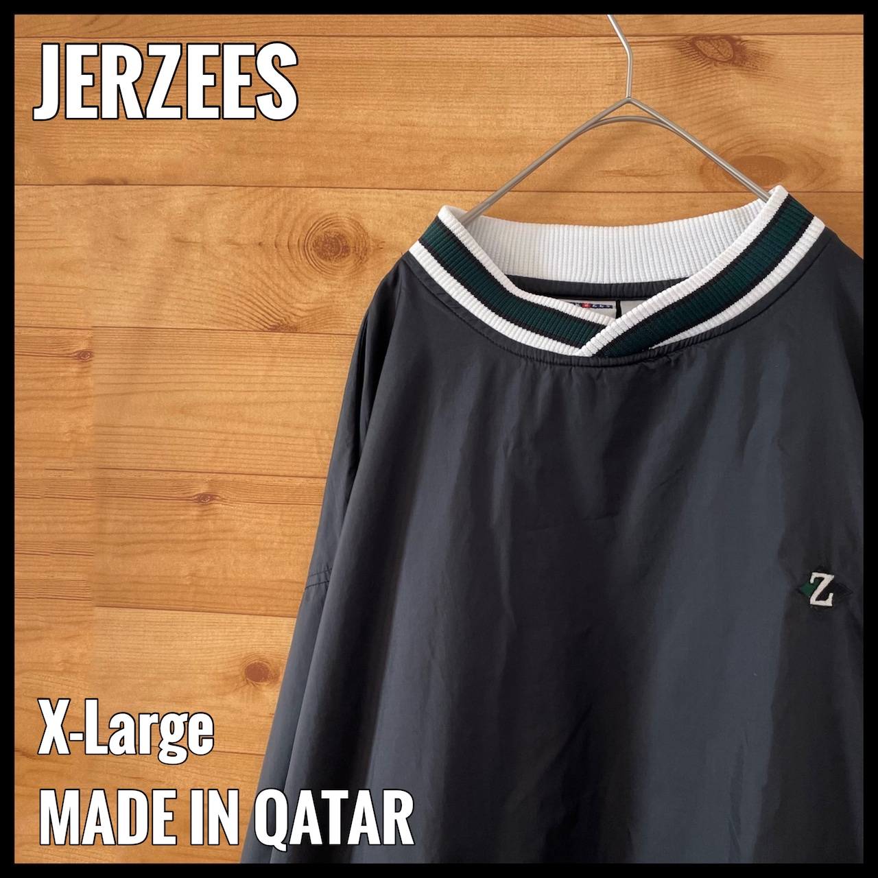 【JERZEES】ナイロン プルオーバー バックロゴ 刺繍ロゴ ワンポイントロゴ XL ビッグシルエット US古着