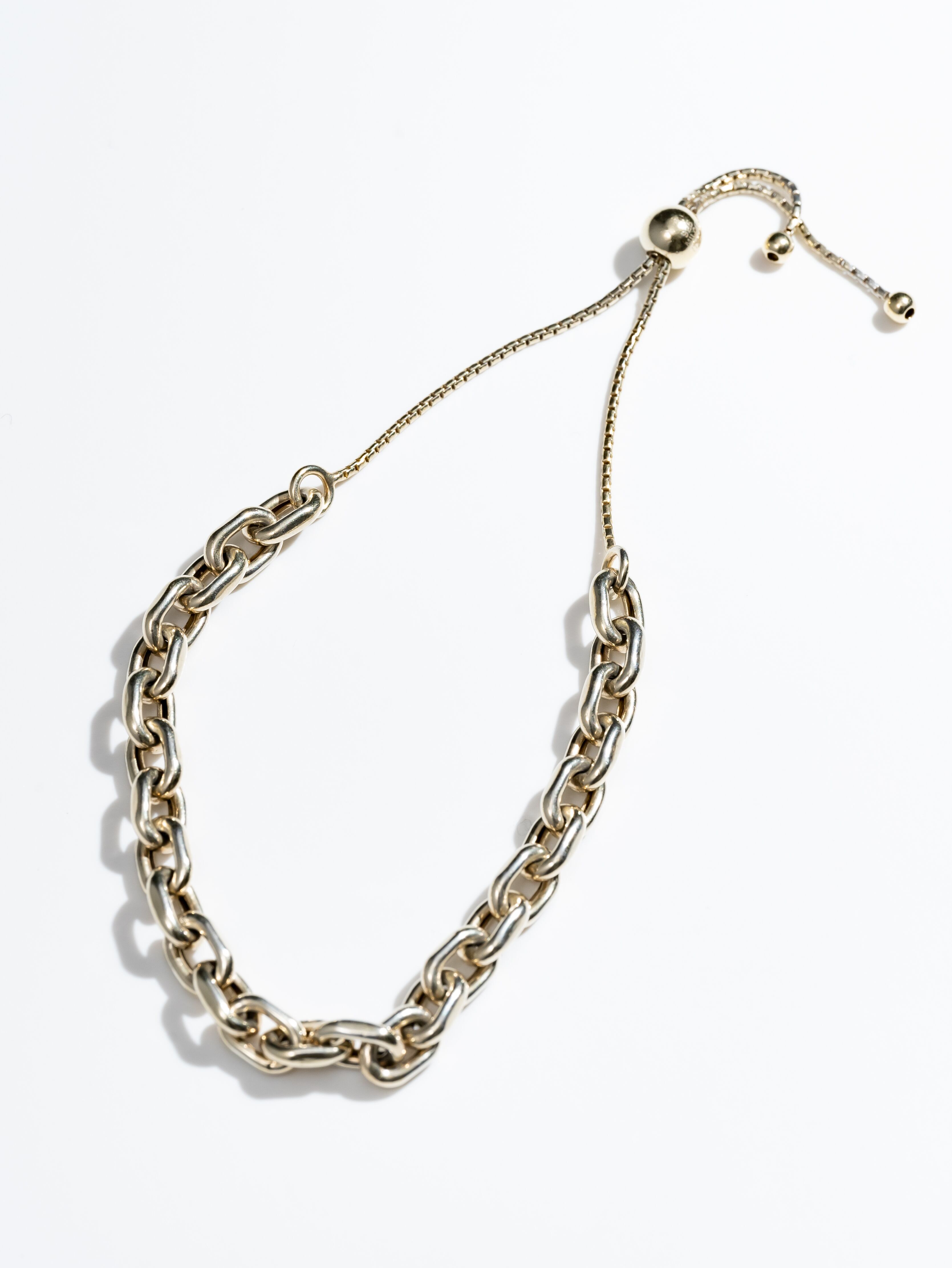 Vintage champagne gold plated sterling silver chain bracelet