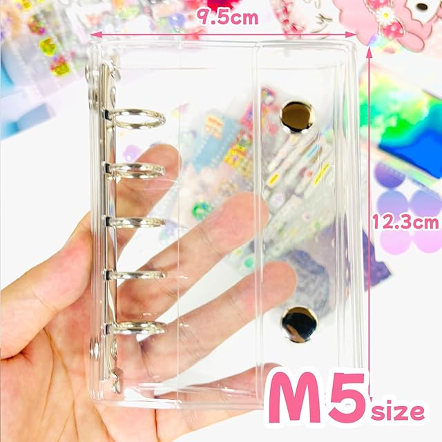 Hueapion シール帳 透明 女の子 はがせる m5 シール バインダー シール