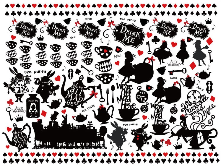 ガラス用】アリスTea party ティーパーティー A4 （ポーセリンアート用