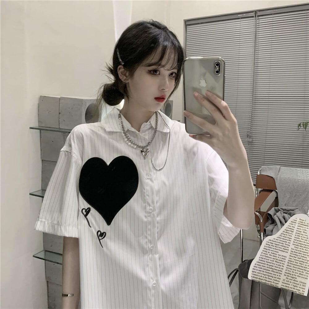 ストライプシャツ ルーズスプリングサマーカジュアルTシャツ 春物 夏物 ケッペル67222591968