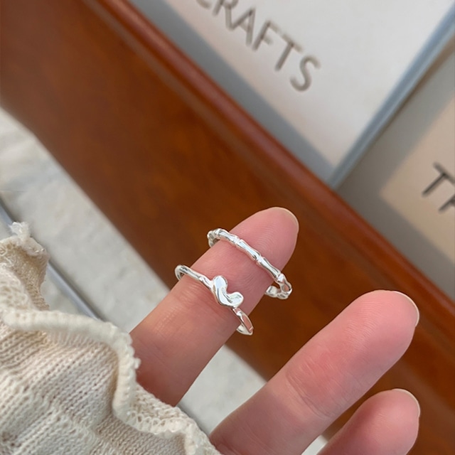 Weiwan925シルバー愛心バンブーリング 2点セット