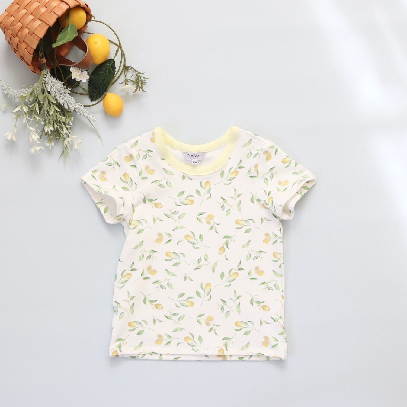 Kids フレッシュな香り漂うレモン柄Tシャツ/海外生地シリーズ/お揃い