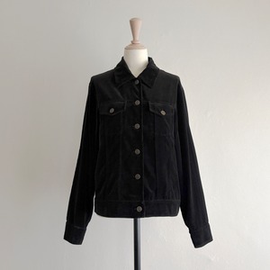 Black Cotton Velvet Trucker Jacket