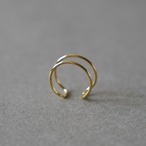 オープンリング ゴールド 2連 イヤーカフ 2way サージカルステンレス SUS316L