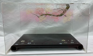 雛人形　飾り道具のみ　アクリルカバー 桜／枝付ケース　俵台黒螺鈿桜 50x28x45 ひな人形　雛祭り　ひな祭り　ひな飾り　雛飾り　飾台ケースセット　雛道具