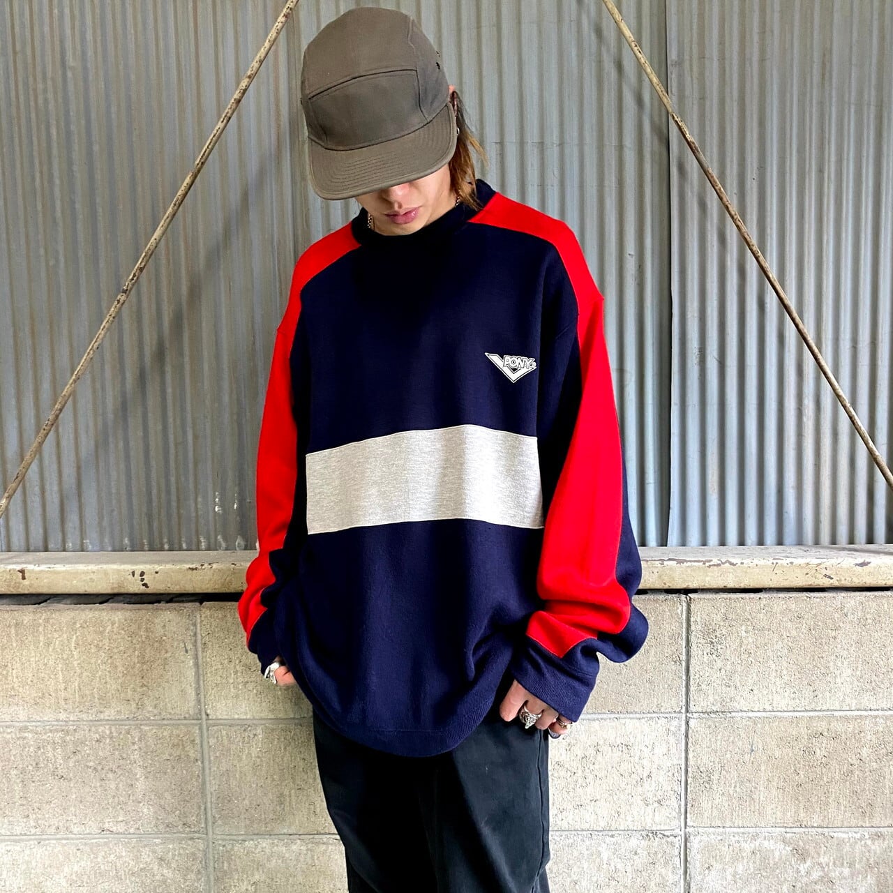 90年代 PONY ポニー ワンポイントロゴ 切り替えデザイン マルチカラー