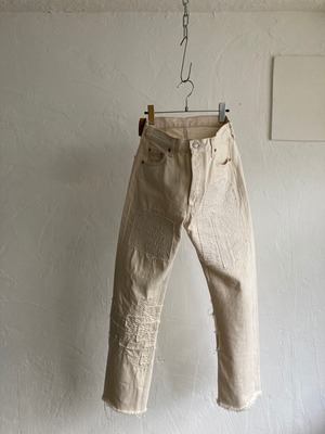 giccio works pants TYPE "I" ユーロリーバイス　リメイク　生成り　刺し子　デニム