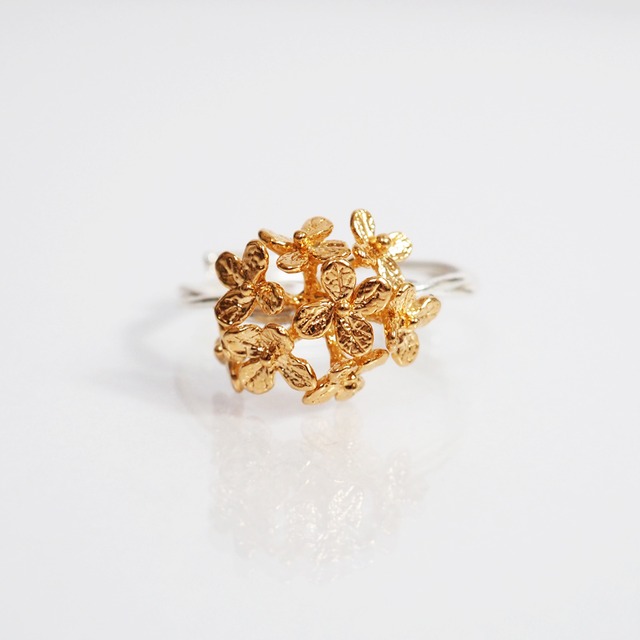 紫陽花のリング(silver×gold)