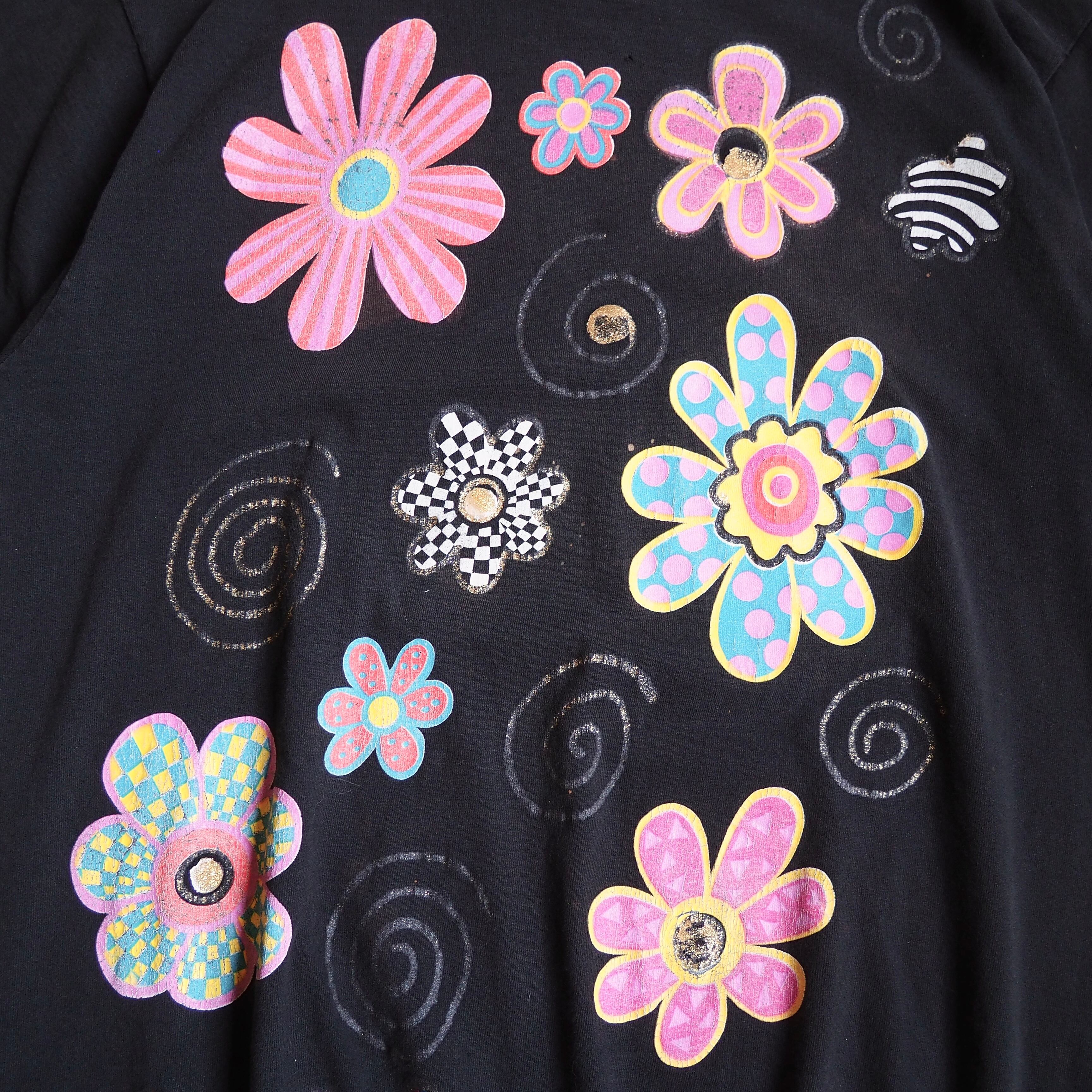 1990s " Special " Good Fade × Flower printed vintage loose SS Tee (made in USA)