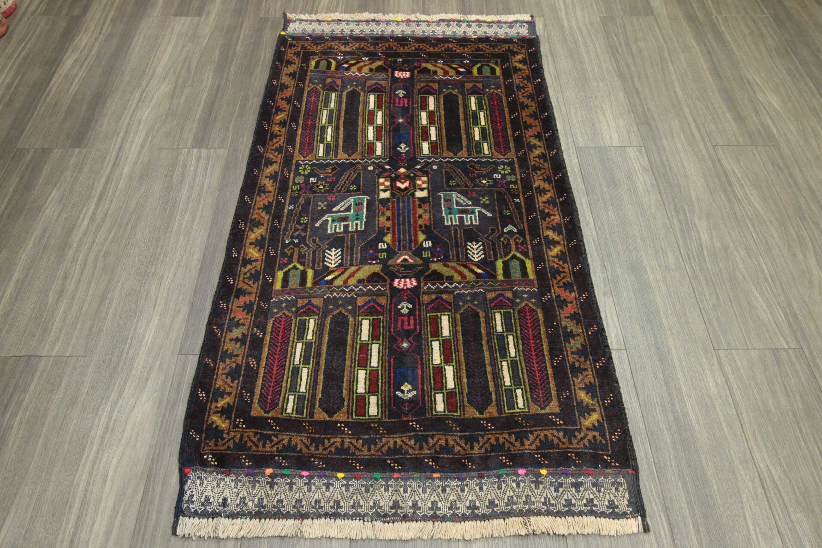 黒羊毛 ブラックウール 手織りオールドキリム ヴィンテージ トライバル