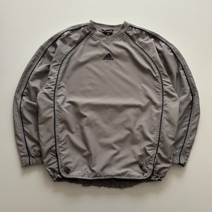 -USED- ADIDAS DRAW CORD V NECK PULLOVER -GREY- [M]