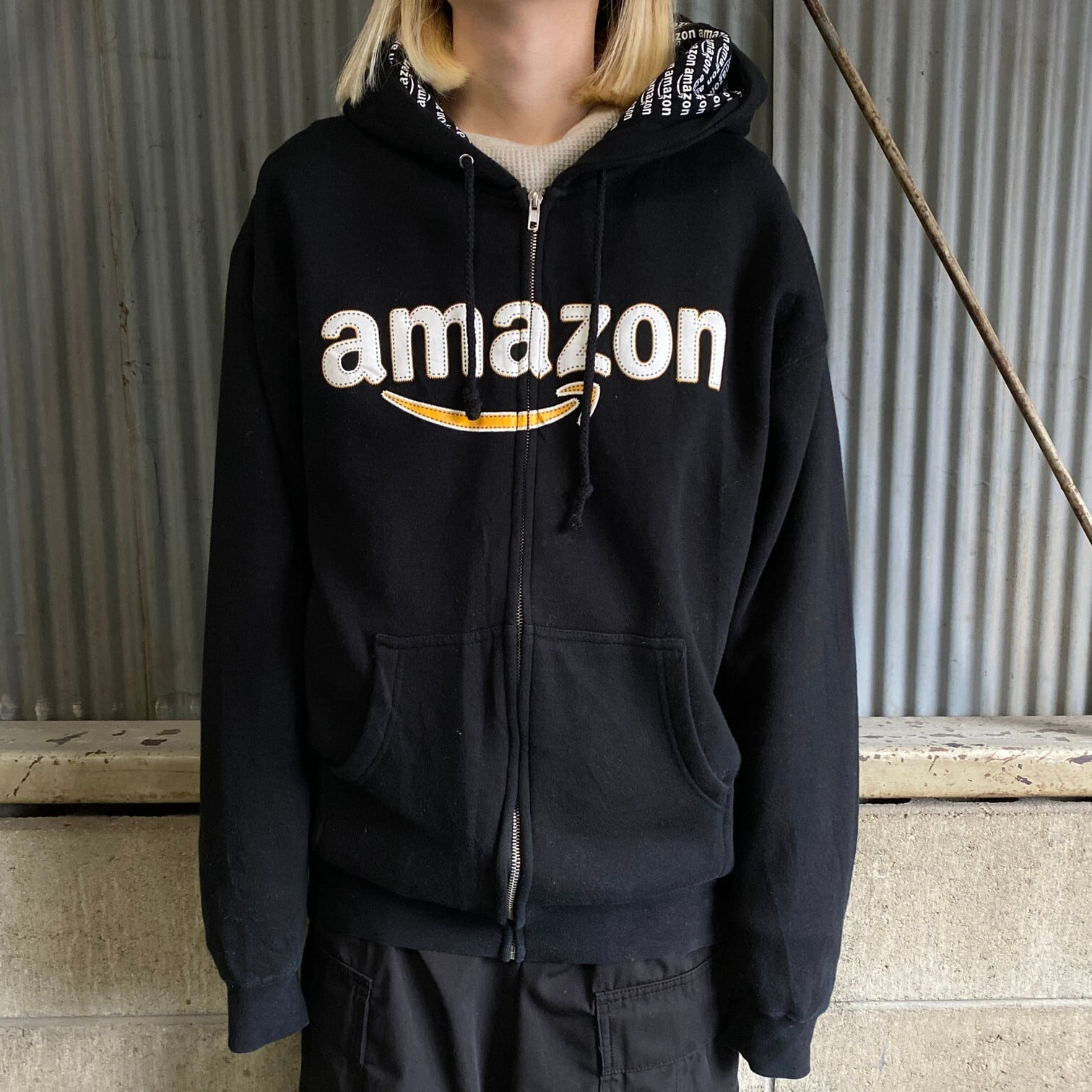 Amazon アマゾン 企業ロゴ プリント フルジップ スウェットパーカー