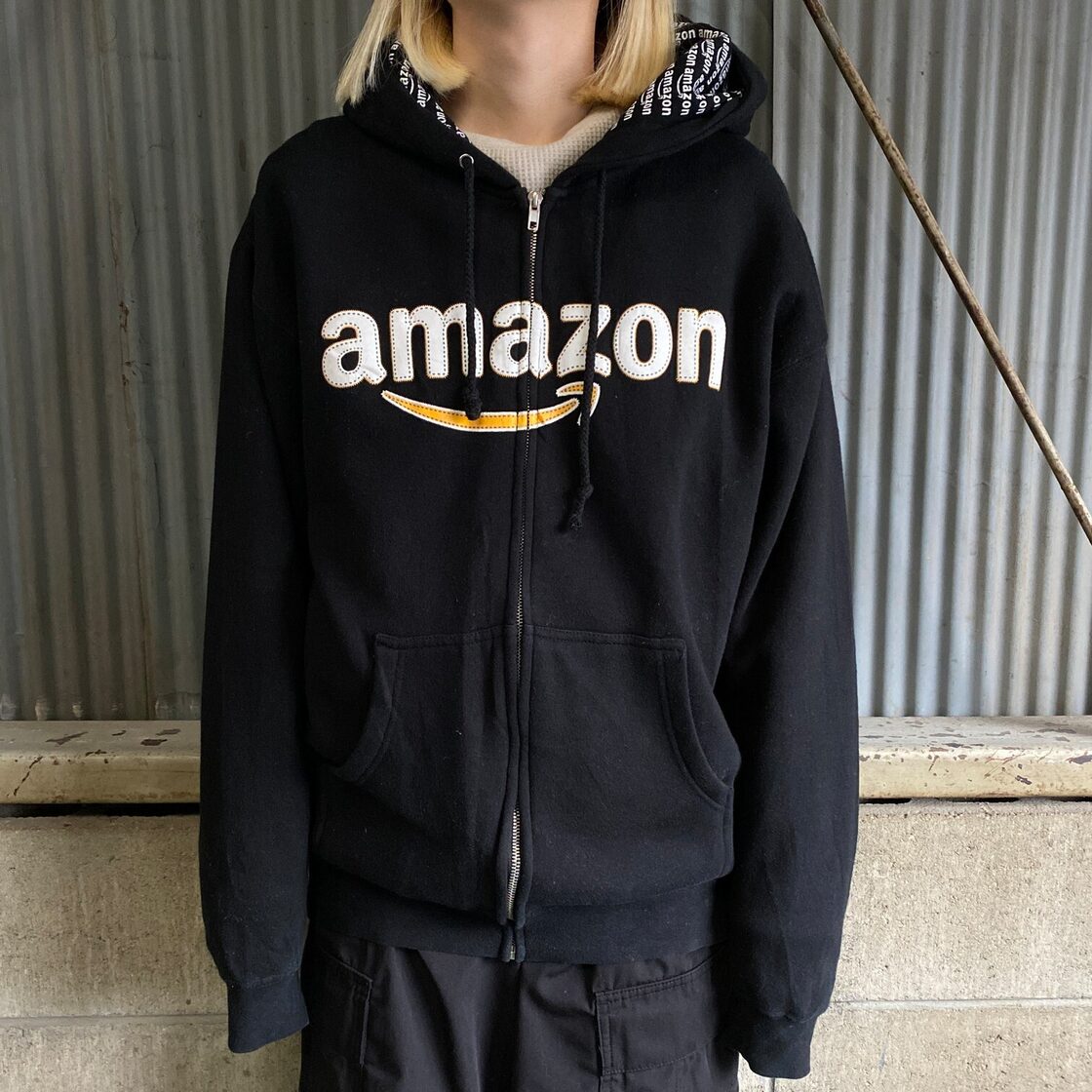 Amazon アマゾン 企業ロゴ プリント フルジップ スウェットパーカー 