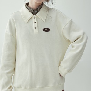 casual embroidered lapel long sleeve sweatshirt